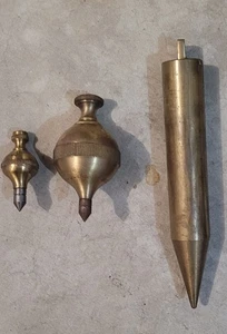 Rare Vintage Brass & Iron Plumb Bobs Masonry/Carpentry Leveling Tools - Picture 1 of 3
