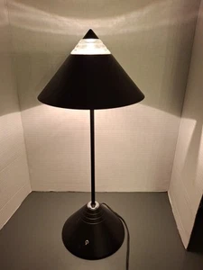 Lámpara de oficina halógena UFO industrial de vidrio negro bombilla enjaulada de metal rara difícil de encontrar de colección - Imagen 1 de 24