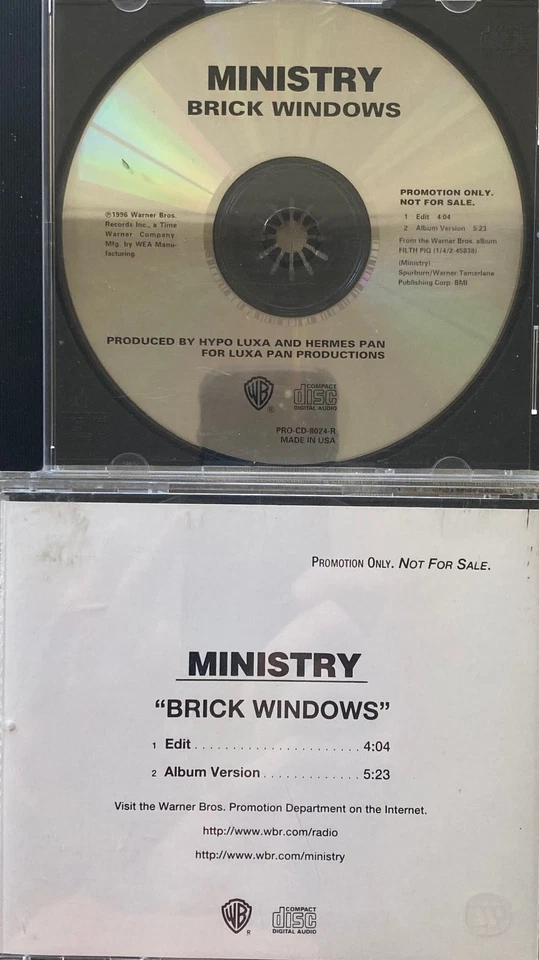 MINISTRY  Brick Windows  2 versions  promo CD single with back insert Foto 1 de 1