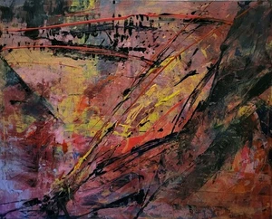 Pieza de arte original Outsider profesional acrílico sobre lienzo pintura abstracta - Imagen 1 de 16