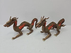 Papo 2010 Dragon of the Rising Sun Mythical Fantasy Creature Brown - Lot Of 2 - Picture 1 of 14