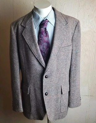 Pendleton Tweed Blazer Mens 42 Sand Wool Elbow Patches Usa  - Image 1 of 4
