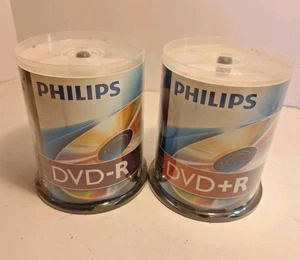 2-Phillips DVD-R +R - 100 Pack Each 16x 4.7 GB 120 Min Blank Media Disc  Sealed - Picture 1 of 4