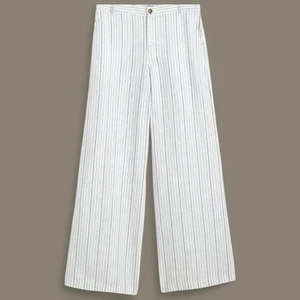Madewell The Zoe Women’s Relaxed Wide Pant 100% Linen Blue/White Stripe Size 4 - Picture 1 of 6