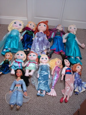 Лот из 13 плюшевых кукол Disney Frozen Aurora Mulan Jasmine - Изображение 1 из 4