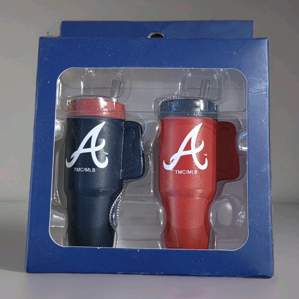 亚特兰大勇士队圣诞装饰品 2 件套巨型水杯 美国职棒大联盟棒球 全新 — 第 1/3 张图片