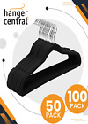 Heavy Duty Velvet Suit Hangers Non-Slip Central  Clothing Hanger 100 Pack,Black 