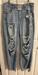 NWT sz 6 28 American Eagle Dreamy Drape Stretch Ripped Baggy High Waisted Jeans - Picture 1 of 6