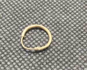 Single Untested Gold Earring Half-inch Hoop with wire closure
