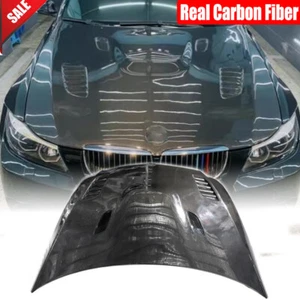 For BMW E90 320i 325 Pre-LCI 2005-08 Real Carbon Front Bonnet Engine Hood Cover - Foto 1 di 12
