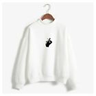Popular Women's Fleece Sweater Korean White Love Finger Heart Large