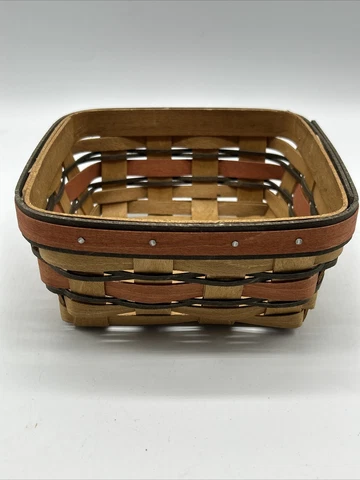 LONGABERGER SQUARE BASKET BLACK/ORANGE FALL HALLOWEEN CATCH ALL 3”x7”x6.75” EUC Cover