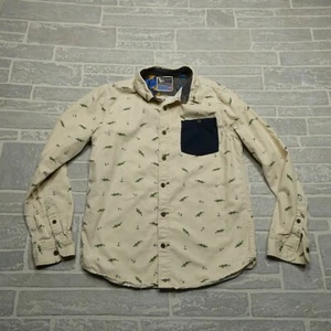 Modern Amusement Shirt Men's Size M Fish Print Nautical Theme Canvas Button Up - Picture 1 of 7