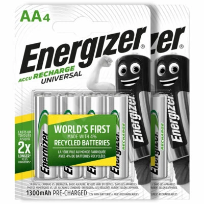 Energizer Rechargeable AA batteries Universal 1300 mAh Accu NiMh Retail Package - Image 1 of 4