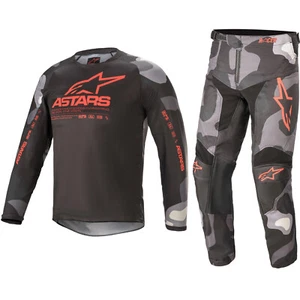 ALPINESTARS RACER MOTOCROSS KIT HOSE TRIKOT - TAKTISCH GRAU TARNFARBEN/NEONROT - Bild 1 von 6