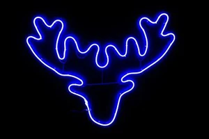 Christmas Neon Rope Light Silhouette Stag Head Outdoor Wall Garden Decoration UK - Picture 1 of 6