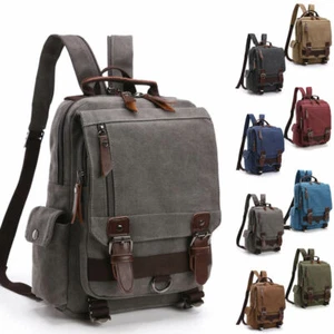 Unisex Canvas Convertible Small Backpack Rucksack Chest Pack Sling Bag Traavel - Picture 1 of 16