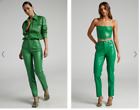 Designer Winter Lammfell stilvolle Damenhose grün 100 % Leder heiß schick