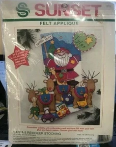 Aplique de fieltro vintage al atardecer para Santa y renos 15" de largo - Imagen 1 de 2
