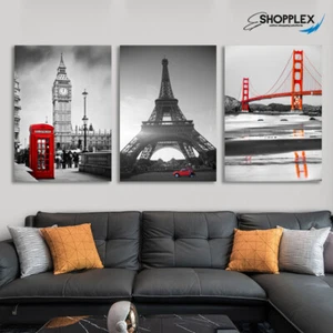 3 Piece Black and Red Home Decor Painting Poster Wall Art Canvas Living Room - Picture 1 of 31