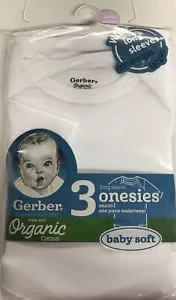 Paquete de 3 Algodón Orgánico Mangas Largas Talla Preemie Gerber Baby Unisex - Imagen 1 de 4