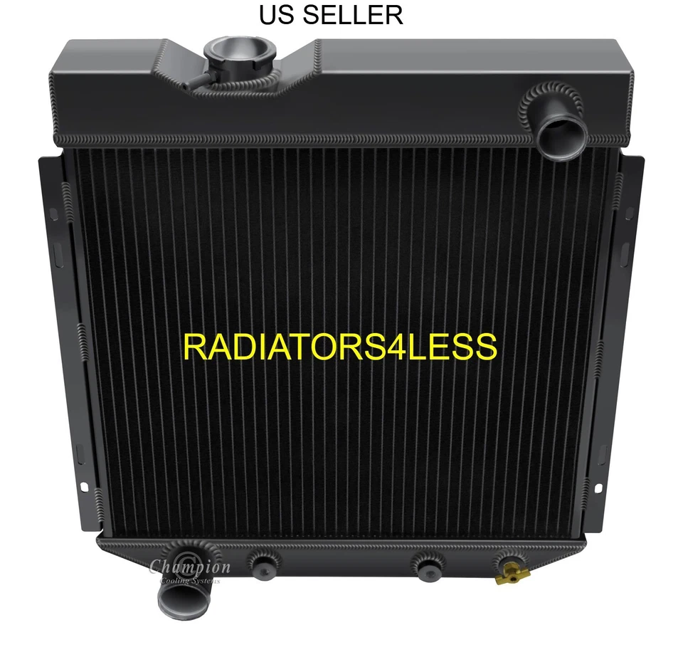 RADIADOR CHAMPION 3 FILAS ACABADO NEGRO 65 66 FORD MUSTANG V8 SWAP FALCON COMET Foto 1 de 3