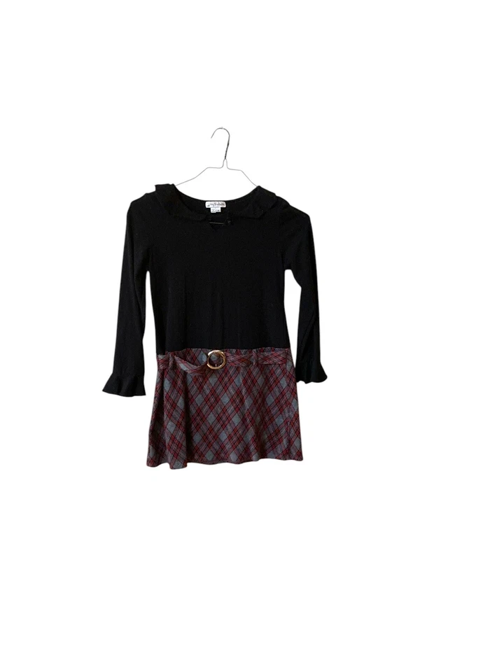 My Michelle Vintage Girls Black Red Gray Plaid Christmas Holiday Dress Sz 16  M4 - Image 1 of 4