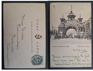 1902 Great Britain Postcard-Coronation Arch 1/2p stamp cd London-Cornwall - Picture 1 of 3