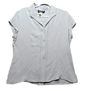 Jones New York Collection Blue Gray Silk Button Front Tops Women's 14 /Fits M - Picture 1 of 12