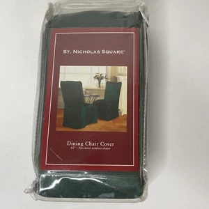 NEW Dining Chair Slip Cover Dark Green St Nicholas Square 42" Holiday Christmas - Picture 1 of 3