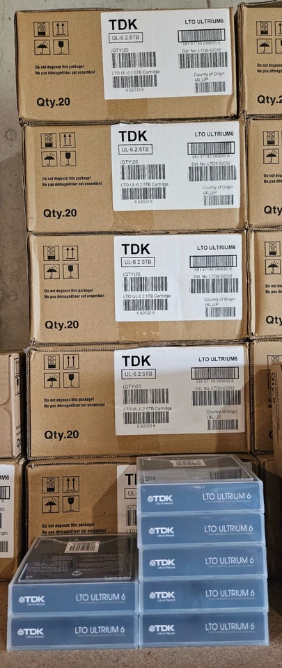 TDK Ultrium LTO-6 Cartridge 2.5TB/6.25TB-5pks - New - Image 1 of 1