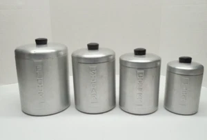 Mid Century FLOUR Canister Set Aluminum Heller Hostess Ware - Picture 1 of 7