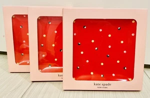 Kate Spade New York Christmas Red Dots Polkadots Square Tray Plate Set Of 3 - Picture 1 of 2