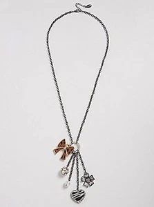 Nuevo con etiquetas Guess Negro-Oro-Plata Metales-Estrás Corazón-Arco-Flor Collar - Imagen 1 de 4