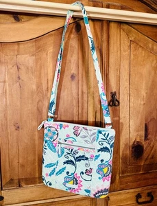 Vera Bradley Iconic Hipster Women's Crossbody Bag, Mint Flowers - Picture 1 of 11