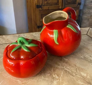 Vintage Pantry Parade, tomato pitcher and covered jar - Picture 1 of 7
