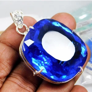 Natural 180.80 Ct Tanzania Blue Tanzanite Pendant Cushion Cut Certified Gemstone - Picture 1 of 6