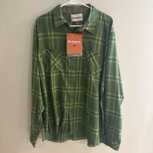 Simms Shirt Mens Extra Large XL Grove Plaid Flannel Long Sleeve Slim Fishing NWT - Picture 1 of 9