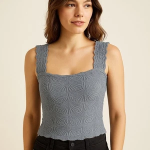 485. Neu ohne Etikett Free People Strick-Tanktop intim strukturiert | XS/S schiefergrau dehnbar - Bild 1 von 8