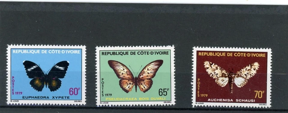 Costa de Marfil 1979 Mariposas Scott # 506-8 como nuevo LH Foto 1 de 1