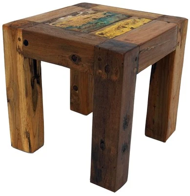 Hocker, Beistelltisch aus recyceltem Teakholz - Modell 7 - 30*30*30 cm - Bild 1 von 2