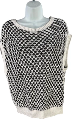 White House Black Market Women’s Black Novelty Textured Sleeveless Sweater - L - Image 1 of 4