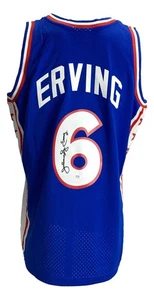 Julius Dr. J Erving Signed 76ers Blue M&N Hardwood Classics Swingman Jersey PSA - Picture 1 of 5