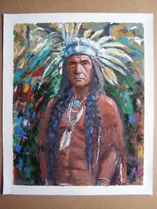 Native American Indigenous Portrait Original Oil Painting Art By Artist - Picture 1 of 4