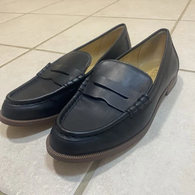 Mujer J. Mocasines Crew Academy Penny cuero negro talla 7 BW276 Foto 1 de 4