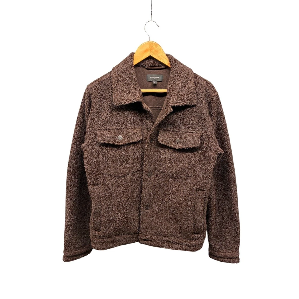 Chaqueta de camionero Banana Republic Sherpa para mujer pequeña marrón con cuello abotonado Foto 1 de 4