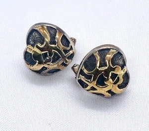 John Hardy Sterling Silver 925 18K 750 Earrings Heart Shaped Clip On - Picture 1 of 5