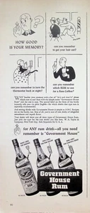 VINTAGE 1940s Print Ad ~ Government House Rum ~ for ANY rum drink -- all you.. - Picture 1 of 1
