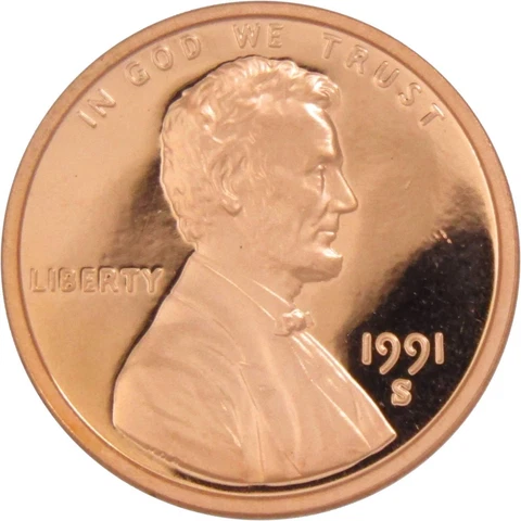 1991 S Lincoln Memorial Cent Choice Proof Penny 1c Coin Collectible Cover