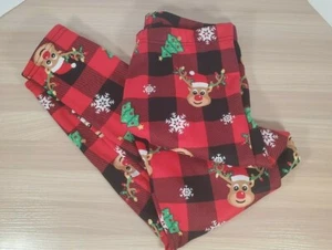 No Boundaries Red Plaid Lounge Pajama Pants Reindeer Fleece Lined Juniors Large - Picture 1 of 6